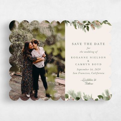 Beige Scalloped Wedding Save the Date - Orphne Photo