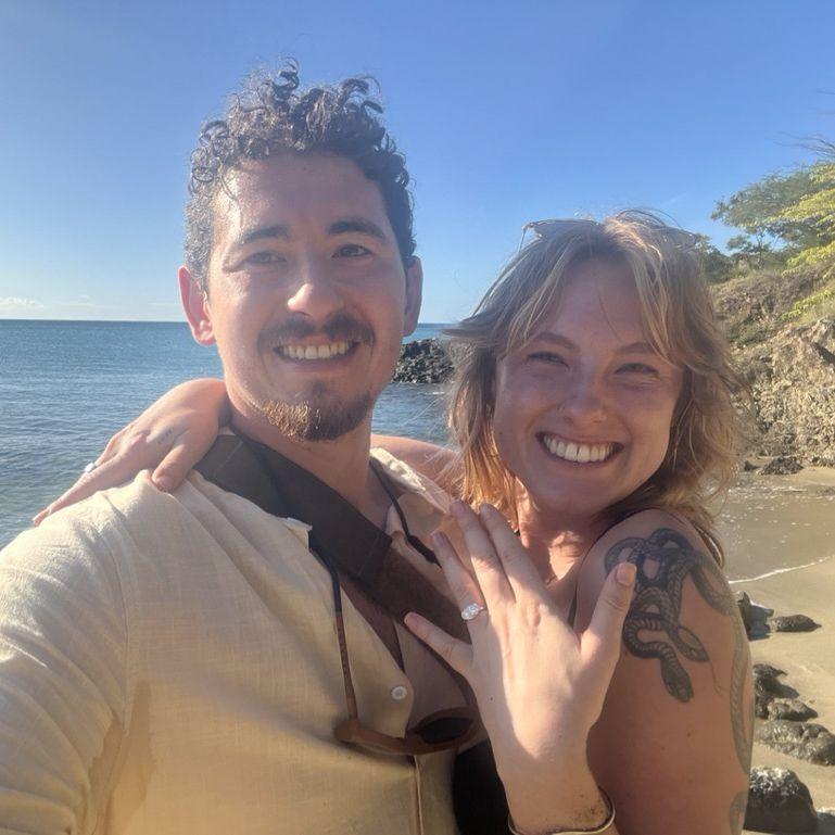 Five minutes after getting engaged!