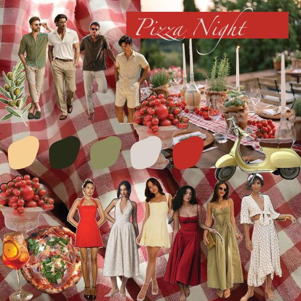 Inspirational moodboard for Pizza Night Attire