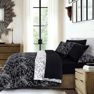 Southshore Fine Linens - Winter Brush Print Reversible 3-Piece Duvet Cover Sets Set, Black, King / California King