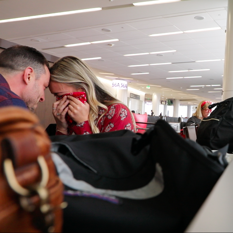 The moment she found out her Christmas would be spent on a nonstop flight to Tokyo.
