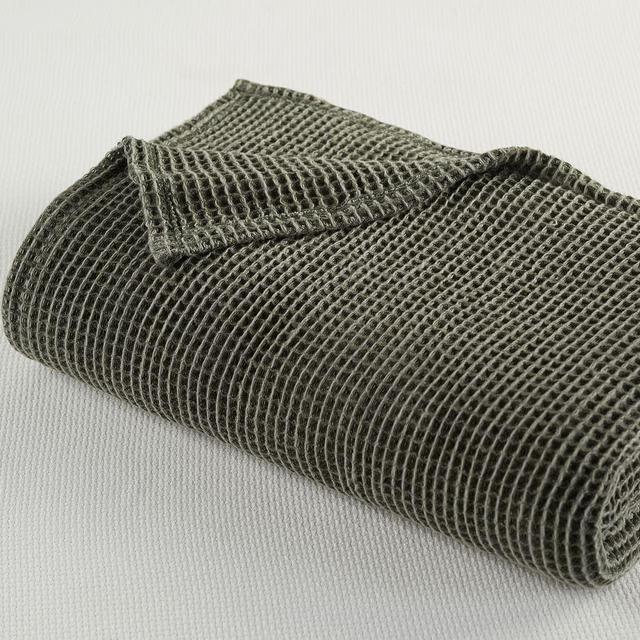 Loden Waffle Weave Blanket, Full/Queen