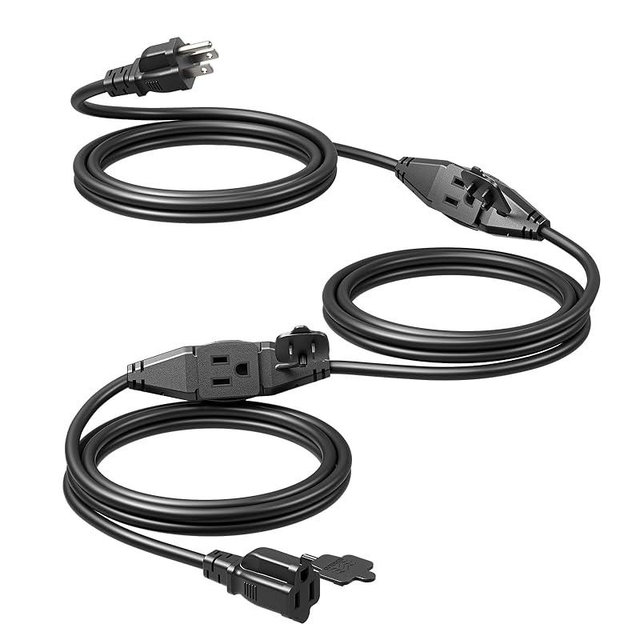DEWENWILS 25Ft Outdoor Extension Cord Multiple Outlets, Evenly Spaced 3 Outlets Plugs with Safety Cover, 16/3 SJTW Weatherproof Wire for Outdoor String Lights and Holiday Decorations, ETL Liste