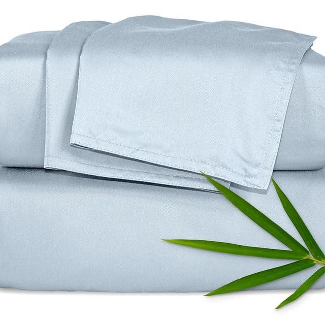 Queen Sheets by Pure Bamboo, Genuine 100% Organic Viscose Derived from Bamboo Bed Sheet Set, Luxuriously Soft & Cooling, Double Stitching, Lifetime Quality Promise (Queen, Glacier)