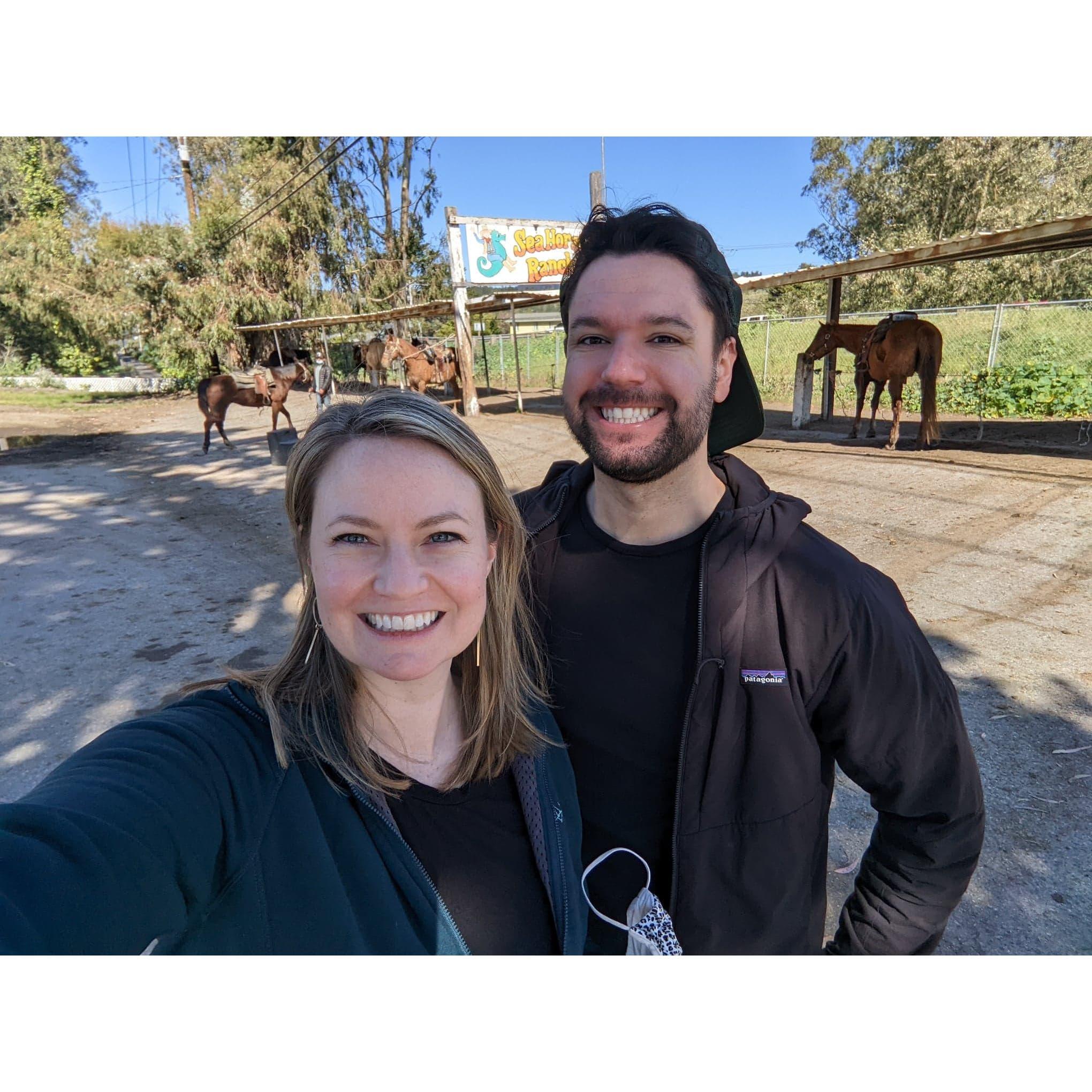 Horseback riding in Half Moon Bay, CA for Cayman's birthday