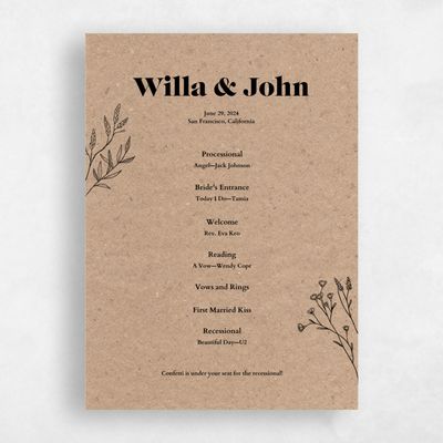 Natural, Brown Wedding Program - Sylvan