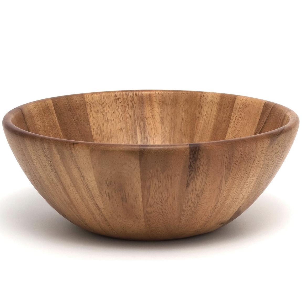 Lipper International Acacia Round Flair Serving Bowl for Fruits or Salads, Large, 12" Diameter x 4.5" Height, Single Bowl