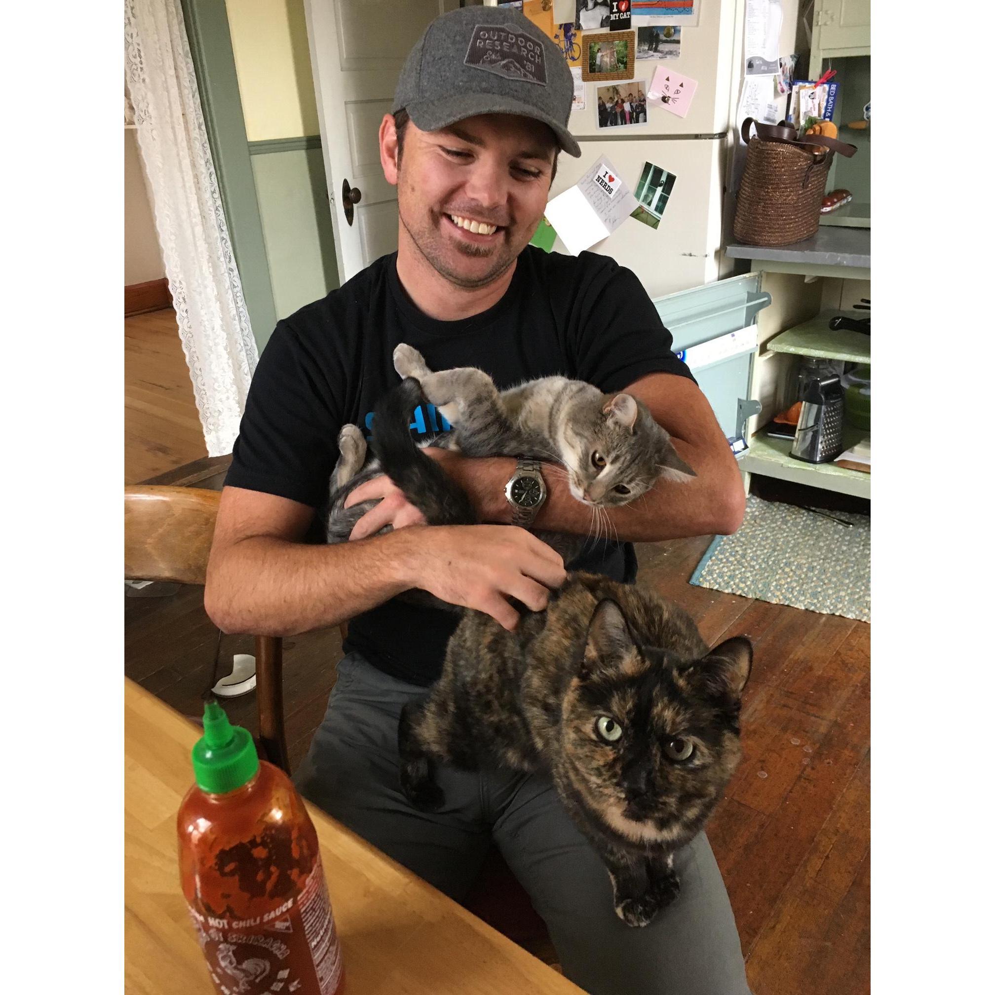 Basil and Wormy hanging with  Hollis!