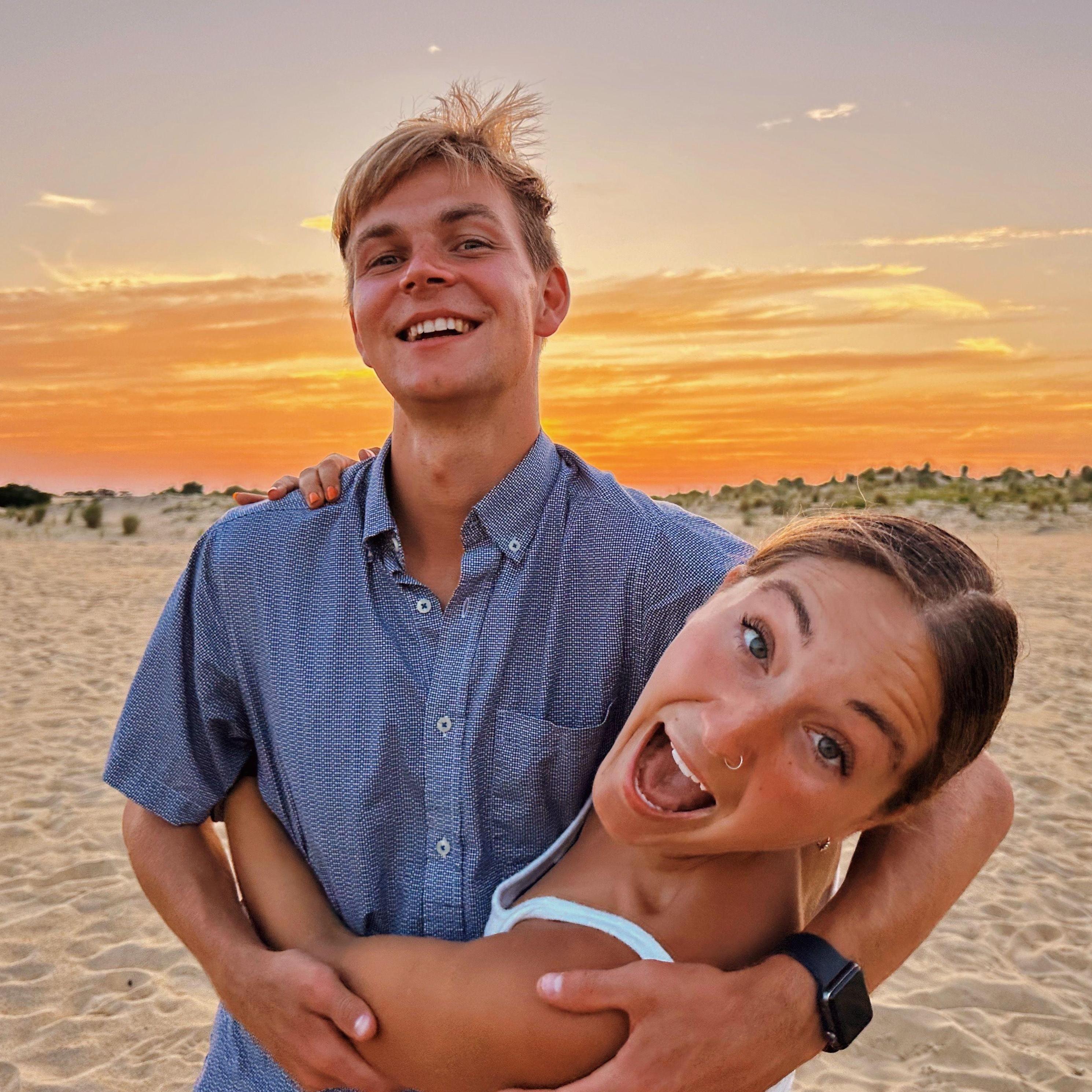 Post-skim boarding down sand dunes in the Outer Banks