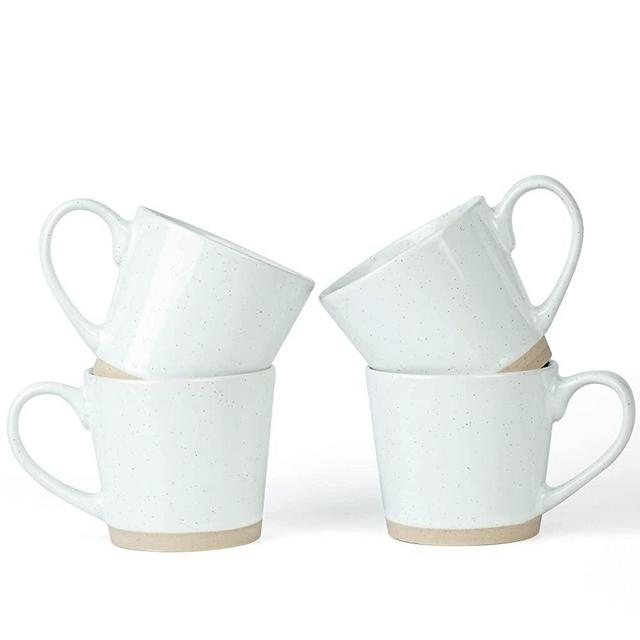 famiware Saturn 4 Pieces Coffee Mugs, 12 oz Tea Mug, Catering Mugs with Handle for Coffee, Tea, Cocoa, Milk, White