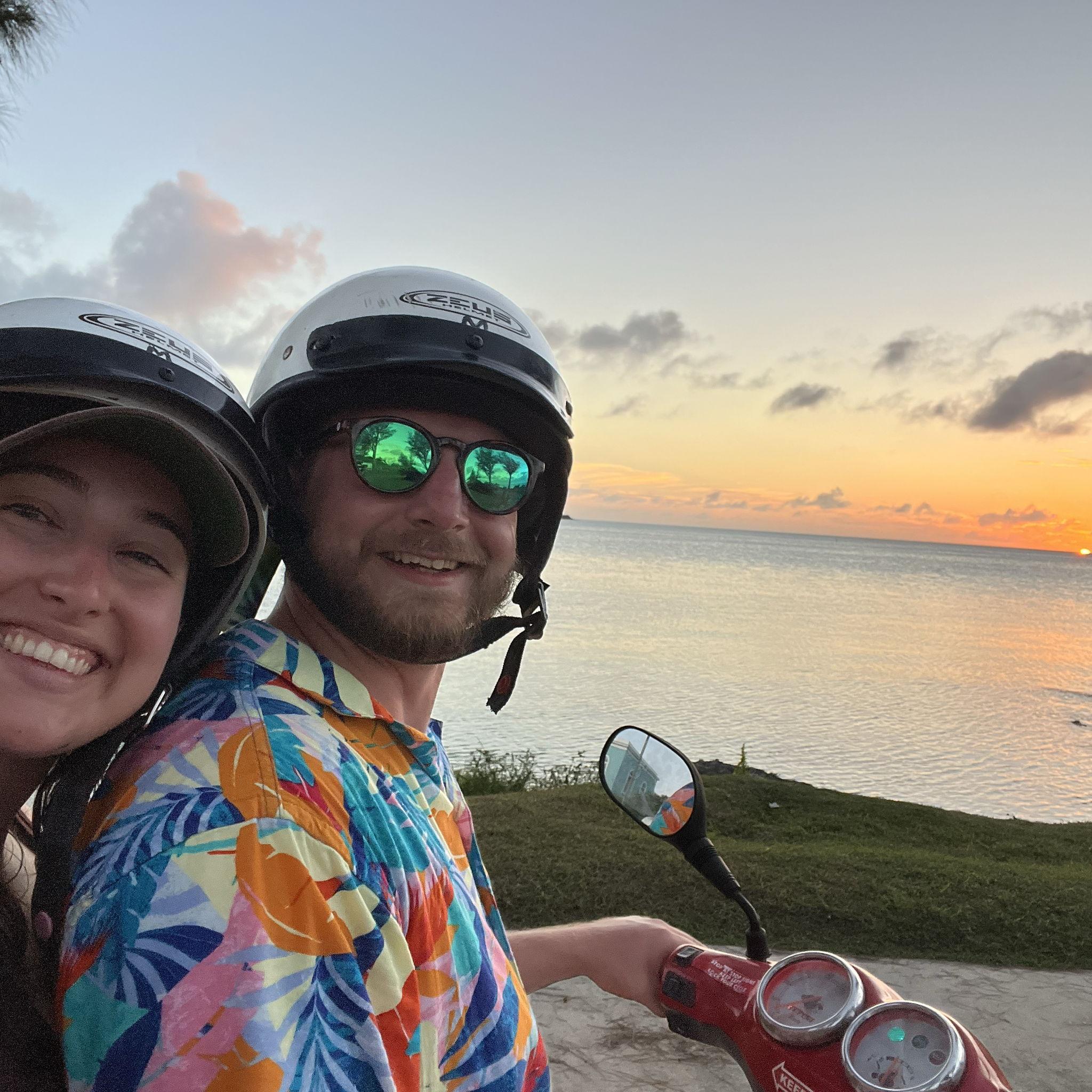 Gabe & Alyssa enjoying the sunset on a moped in Bermuda.
August 2023