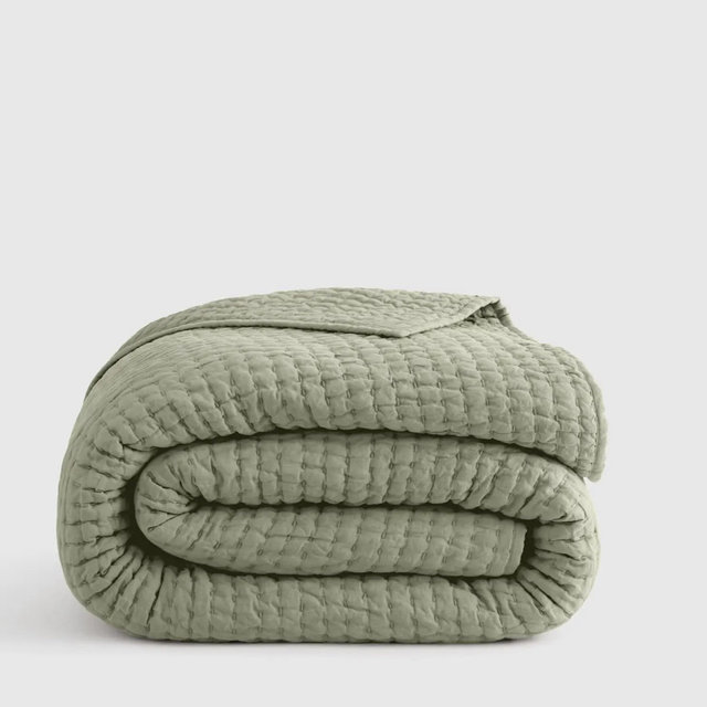 European Linen Cotton Stitch Quilt - Willowleaf, King/Cal King