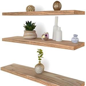 24 Inch Floating Shelves for Wall Rustic Light Wood Wall Shelves for Bedroom Set of 4