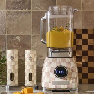 Mocha Check Stainless Steel Blender