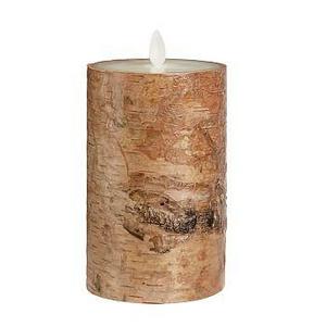 Flameless Flickering Birch Painted Wax Pillar Candle, 3 x 6"