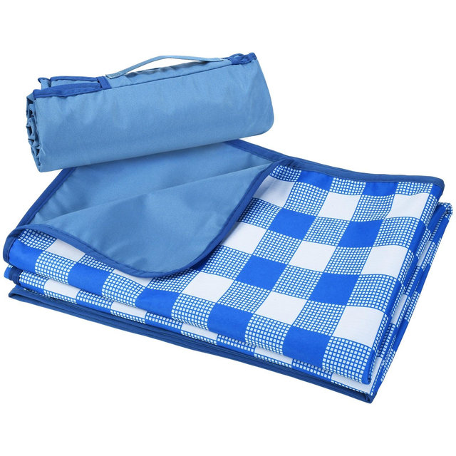Tirrinia Picnic Blanket, Outdoor Waterproof Lightweight Windproof Extra Large Blanket, Foldable Camping Blanket for Trip Family, 59"x 79", Plaid Blue