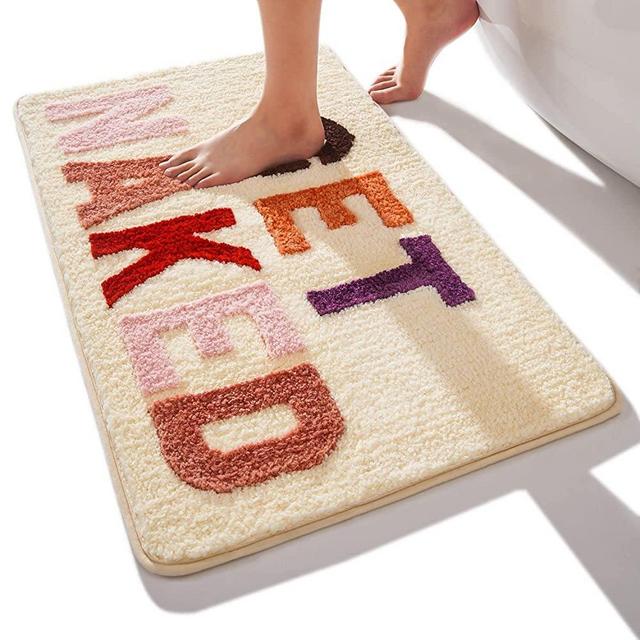 Get Naked Bath Mat Cute Bathroom Rugs Funny Non Slip Bathtub Decor Mats Super Absorbent Floor Carpet Machine Washable Bahtmat for Tub, Shower, Bedroom 20"x32"