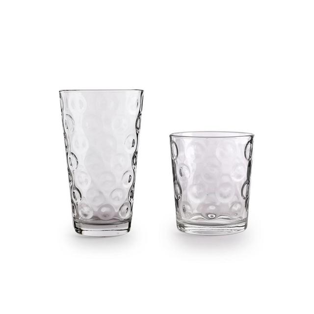 Circle Glass Double Circle Entertaining Glasses, Set of 16