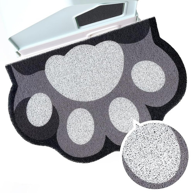Rarenut Cute Cat Litter Mat 24”x16”, Litter Box Mat, Litter Trapping Mat, Soft on Kitty Paws, Easy Clean, Anti Slip, Pet Accessories, Door Floor mats - Grey White60*40