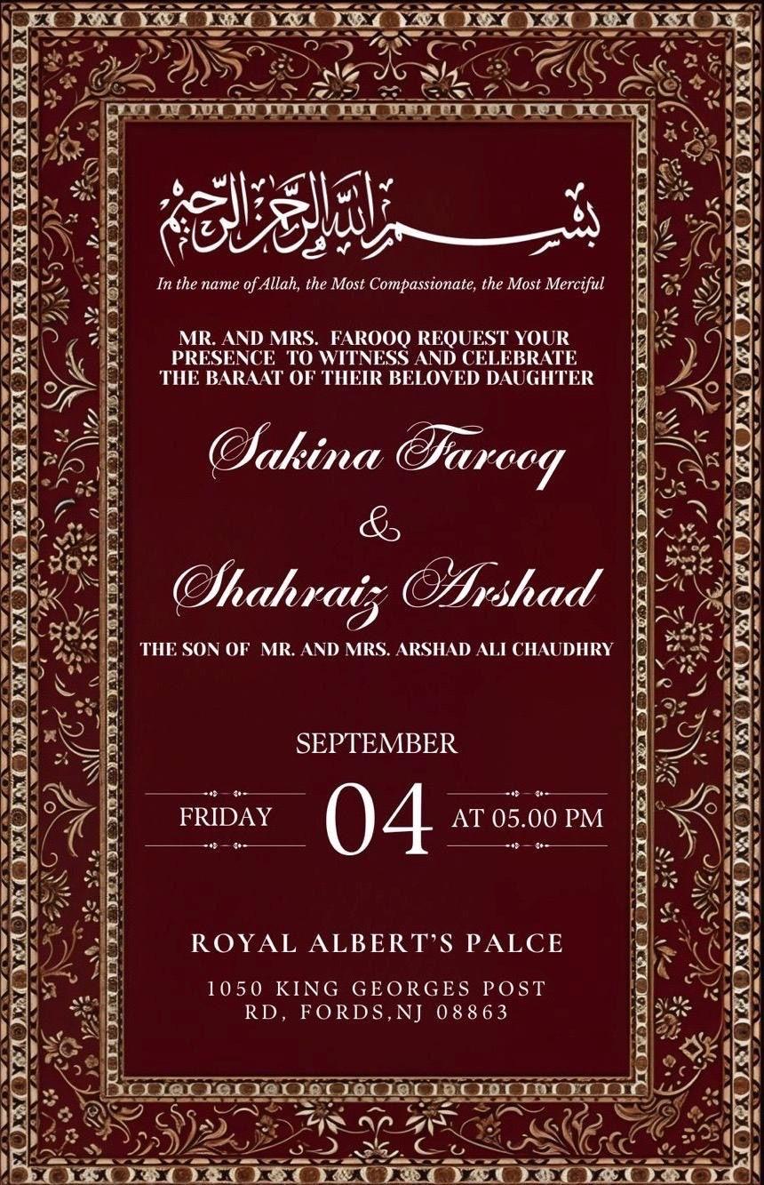 The Wedding Website of Sakina Farooq and Shahraiz Arshad