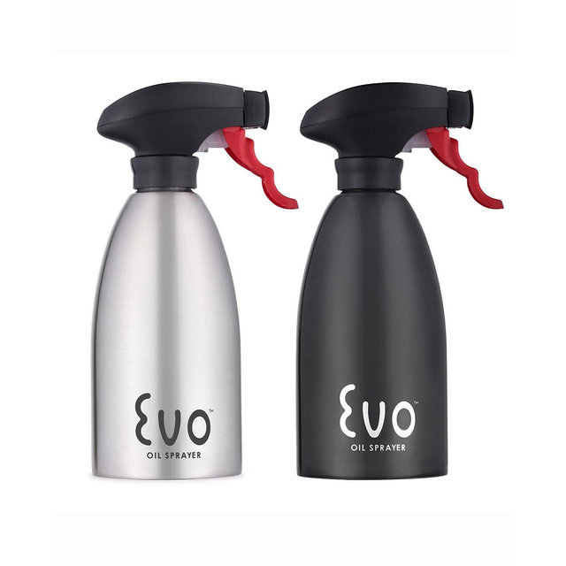 Evo 18/8 Stainless Steel Holds 16-Ounces Oil Sprayers, Non-Aerosol For Cooking Oil and Vinegar, Set of 2