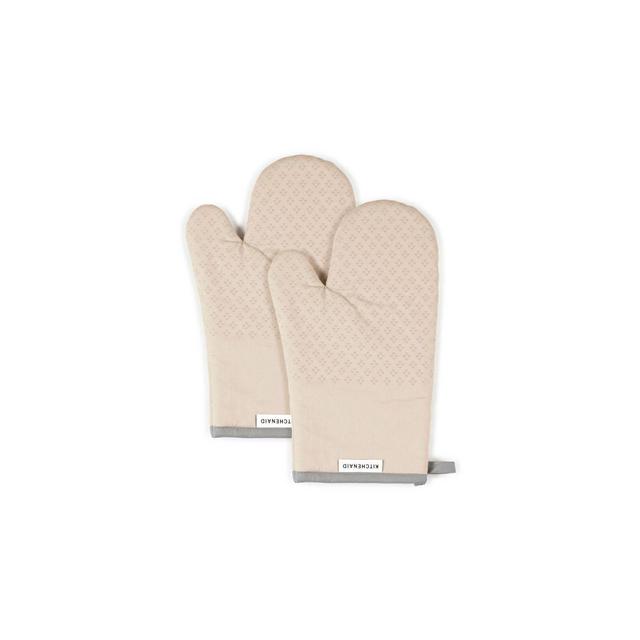 KitchenAid 2pk Cotton Asteroid Oven Mitts Tan