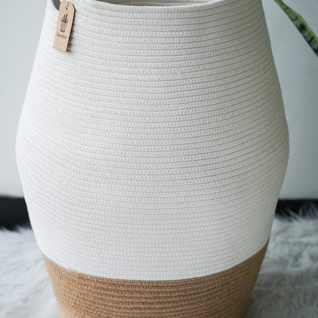 Goodpick Large Laundry Hamper - White & Jute