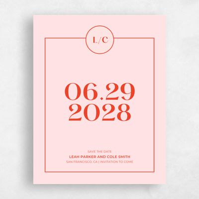 Soft Pink Wedding Save the Date - Brevard Frame