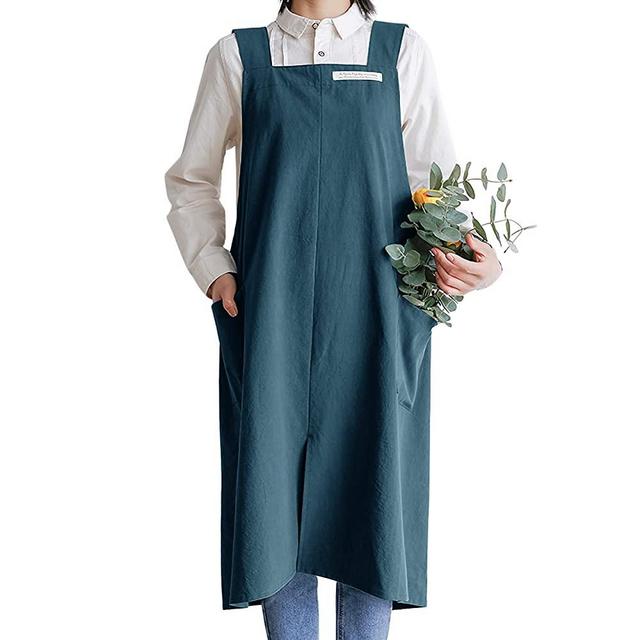 HANEE Cotton Aprons for Women and Men | Cross-Back Apron with Pockets (7 Colors)