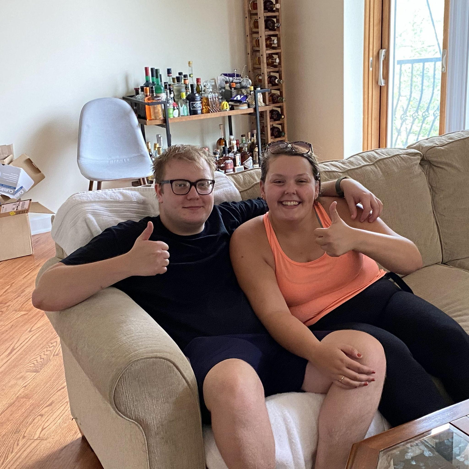 Moving into our first place together on Hollywood Ave. The couch was a gift from Aunt Joyce and Oliver and Sean managed to get it up to our second floor walk up in the rain.