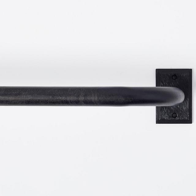 75" diam. Room Darkening Curtain Rod & Wall Bracket, Medium, Cast Iron Black