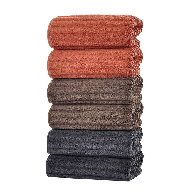 ZVH Hand Towels for Bathroom 6pcs 14X29.5inch,Quick Dry Microfiber,Super Soft,Hand Towels with Hanging Loops for Spa,Kitchen,Hotel (Brick red+Dark Grey+Brown, Set of 6)