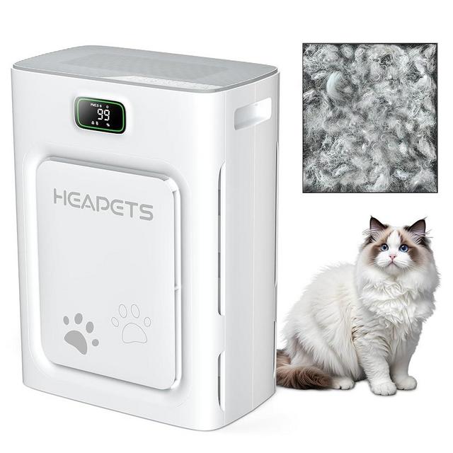 Pet Air Purifier for Home Large Room up to 2000 sq ft, H13 HEPA Double-Sided Air Filter, Air Cleaner for Pet Hair Dander Odor Allergies Pollutant, PM2.5 Air Quality Monitor, Auto Mode, 5 Speeds, Grey
