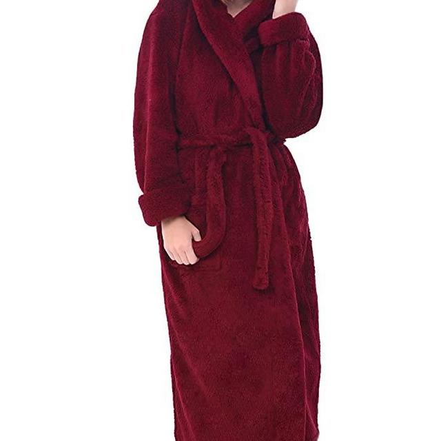 Alexander Del Rossa Women's Warm Fleece Robe with Hood, Long Plush Bathrobe