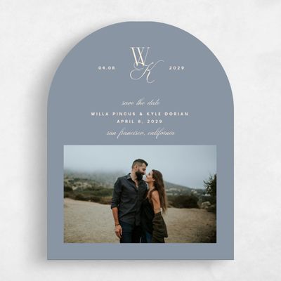 Dusty Blue Wedding Save the Date - Lux Portrait