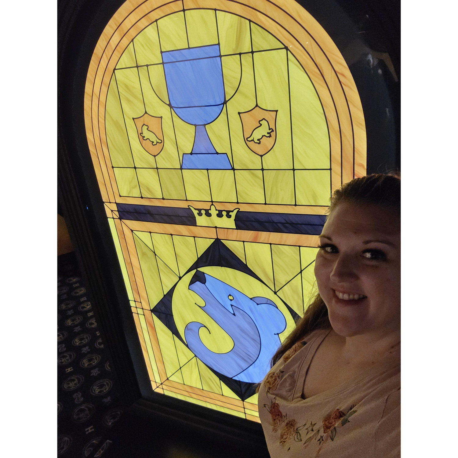 Christina with her Harry Potter house, Hufflepuff