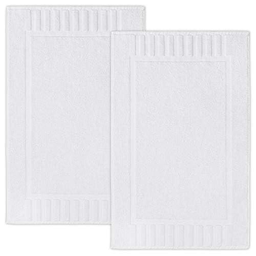 White Classic Bath Mat, Bathroom Floor Towels 6 Pack, 22x34 Inch, Soft Absorbent Non Slip Cotton Linen Rug Set, Ideal for Bathroom, Shower, Bedroom, Kitchen, Hotel, Spa
