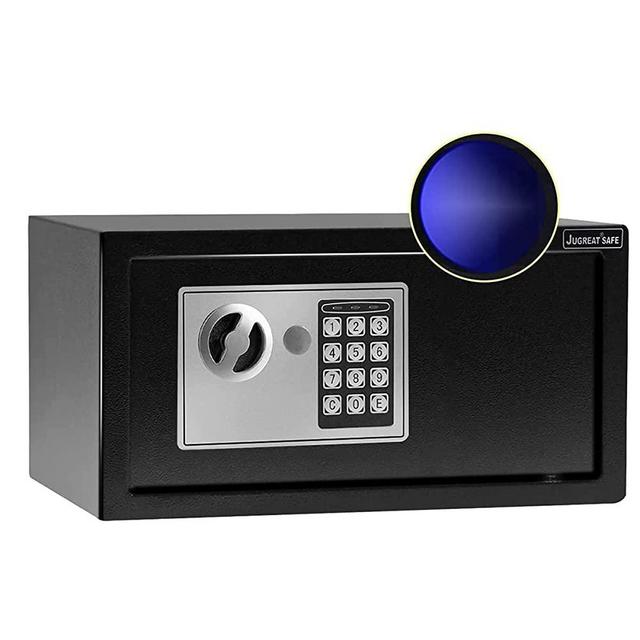 JUGREAT Safe Box with Sensor Light,Electronic Digital Security Safe Steel Construction Hidden with Lock，Wall or Cabinet Anchoring Design for Home Office Hotel Business 0.7 Cubic Feet Black