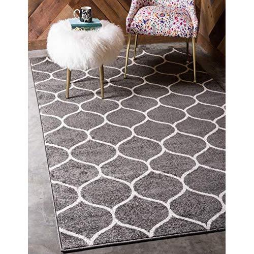 Unique Loom Trellis Frieze Collection Lattice Moroccan Geometric Modern Dark Gray Area Rug (8' 0 x 10' 0)