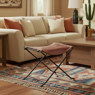 Collapsible Leather & Metal Stool
