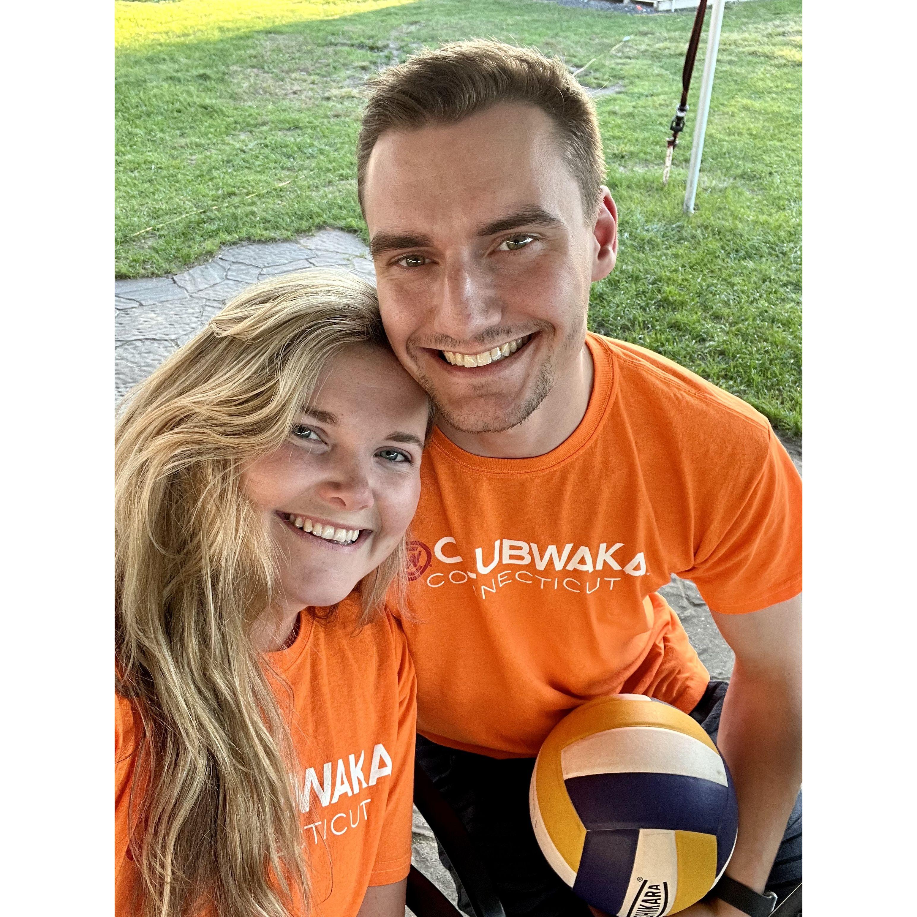 Adam and Mary play volleyball with their friends through Club Waka. Their team’s name is Setty White, in honor of the legend: Betty White.