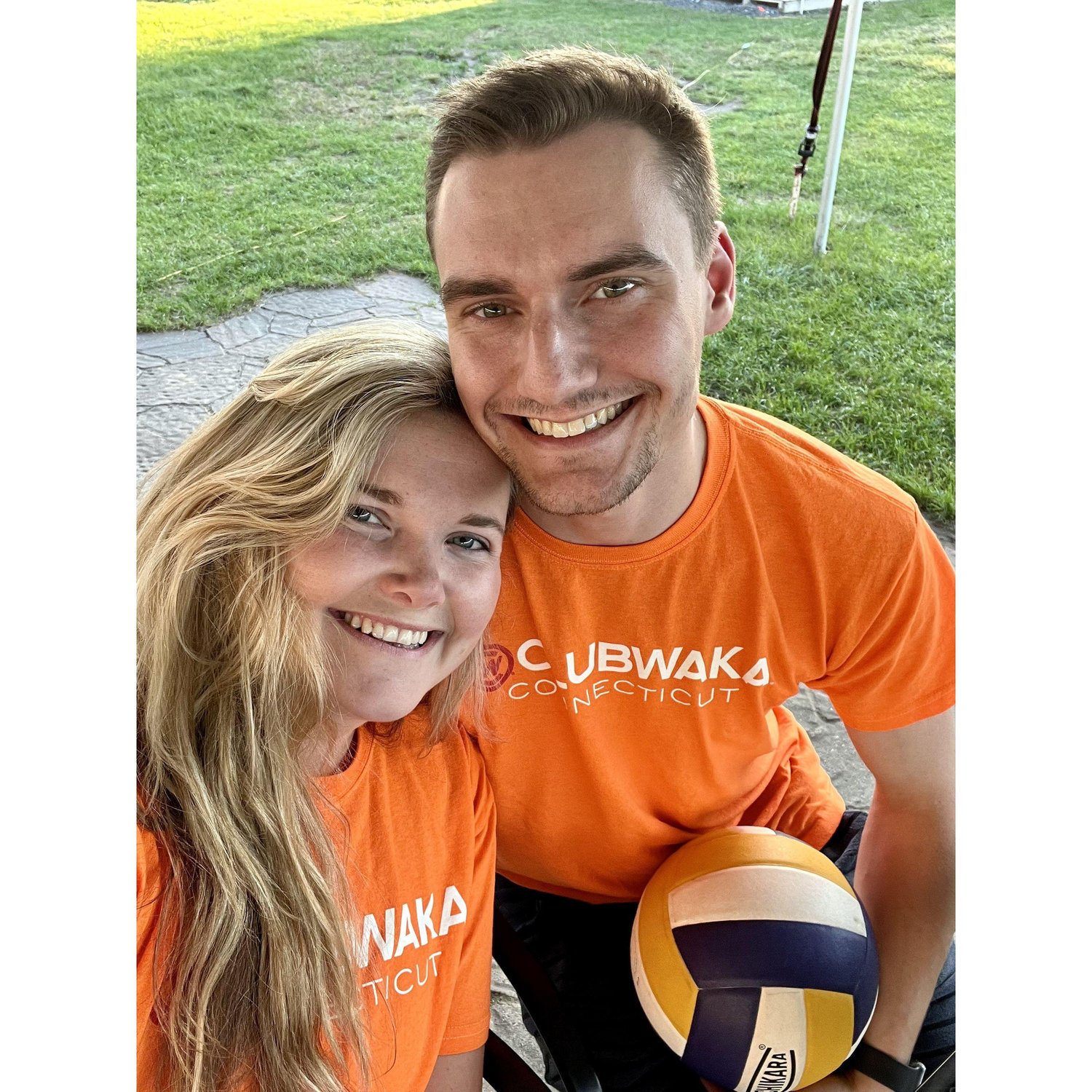 Adam and Mary play volleyball with their friends through Club Waka. Their team’s name is Setty White, in honor of the legend: Betty White.
