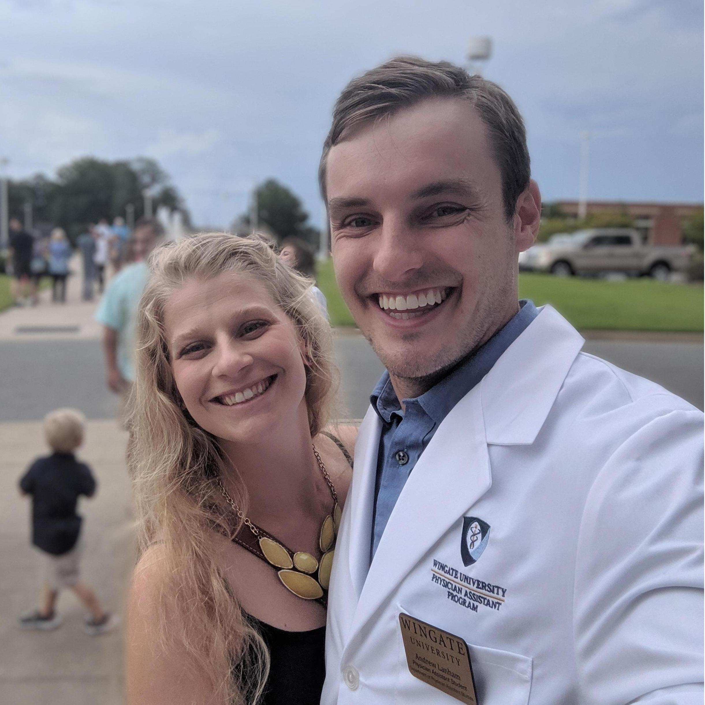 At Andrew's white coat ceremony
