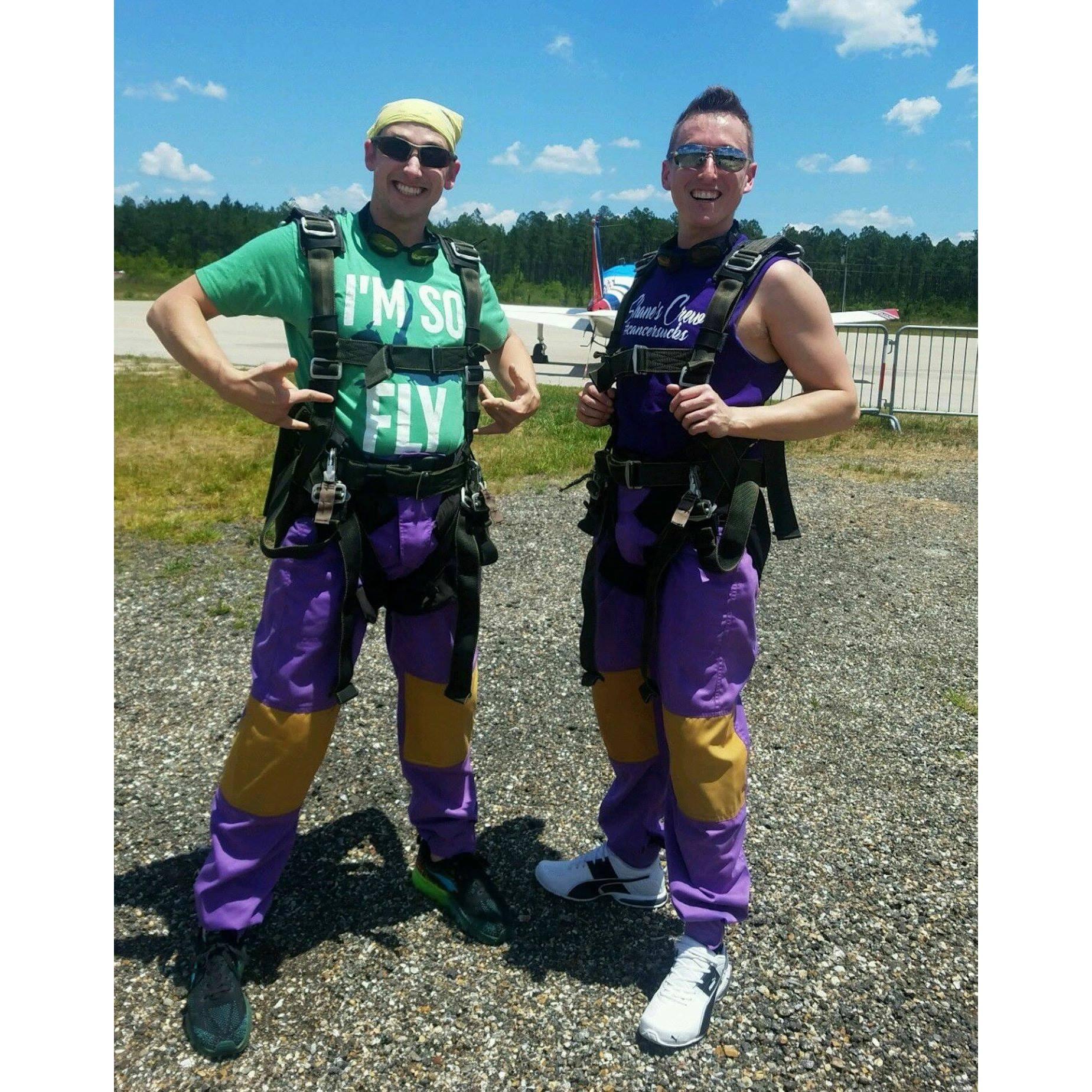 Jumped outta a plain and into Chris's 30's.