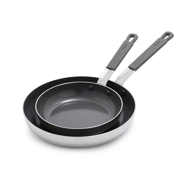 Bobby Flay 2pk Stainless Steel Ceramic Nonstick Fry Pan Set