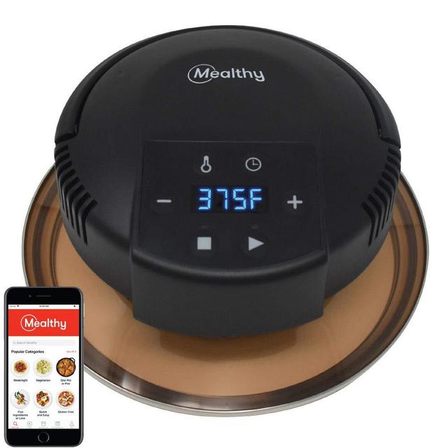 Mealthy CrispLid for Pressure Cooker - Turns your Pressure Cooker into an Air Fryer - Air fry, Crisp or Broil fits 6 & 8 Q Pot Basket, Trivet, Silicone Mat, Tongs plus Instant access Free Recipe App