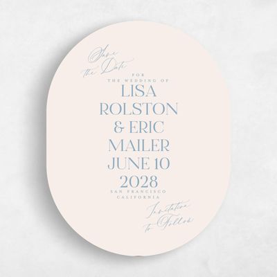 Dusty Blue Wedding Save the Date - Menton Portrait