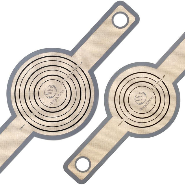 2 Size Sourdough Silicone Bread Sling - 9.5 inch and 8.3 inch Round Non-Stick & Easy Clean Reusable Silicone Baking Mat for dutch oven. Sourdough Bread Baking mat tools supplier Liner