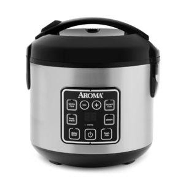 AROMA Digital Rice Cooker, 4-Cup (Uncooked) / 8-Cup (Cooked), Steamer, Grain Cooker, Multicooker, 2 Qt, Stainless Steel Exterior, ARC-914SBD