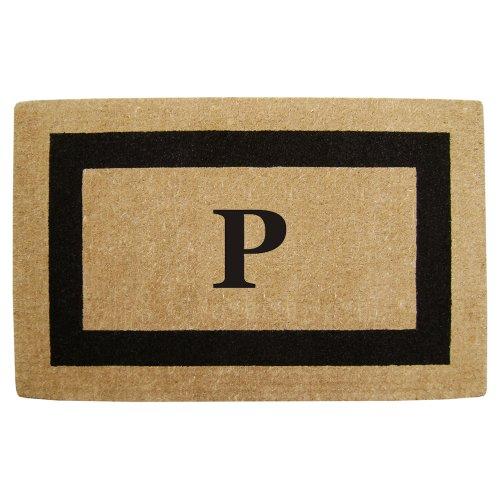 Nedia Home Single Picture Black Frame Heavy Duty Coir Doormat, 22 by 36-Inch, Monogrammed P